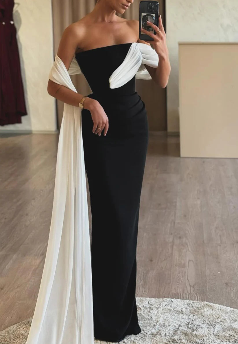 Straight Across Sleeveless Bodycon Mermaid Formal Dress simple gentle atmospheric and unique desi Bring summer colors to enhance whiteness