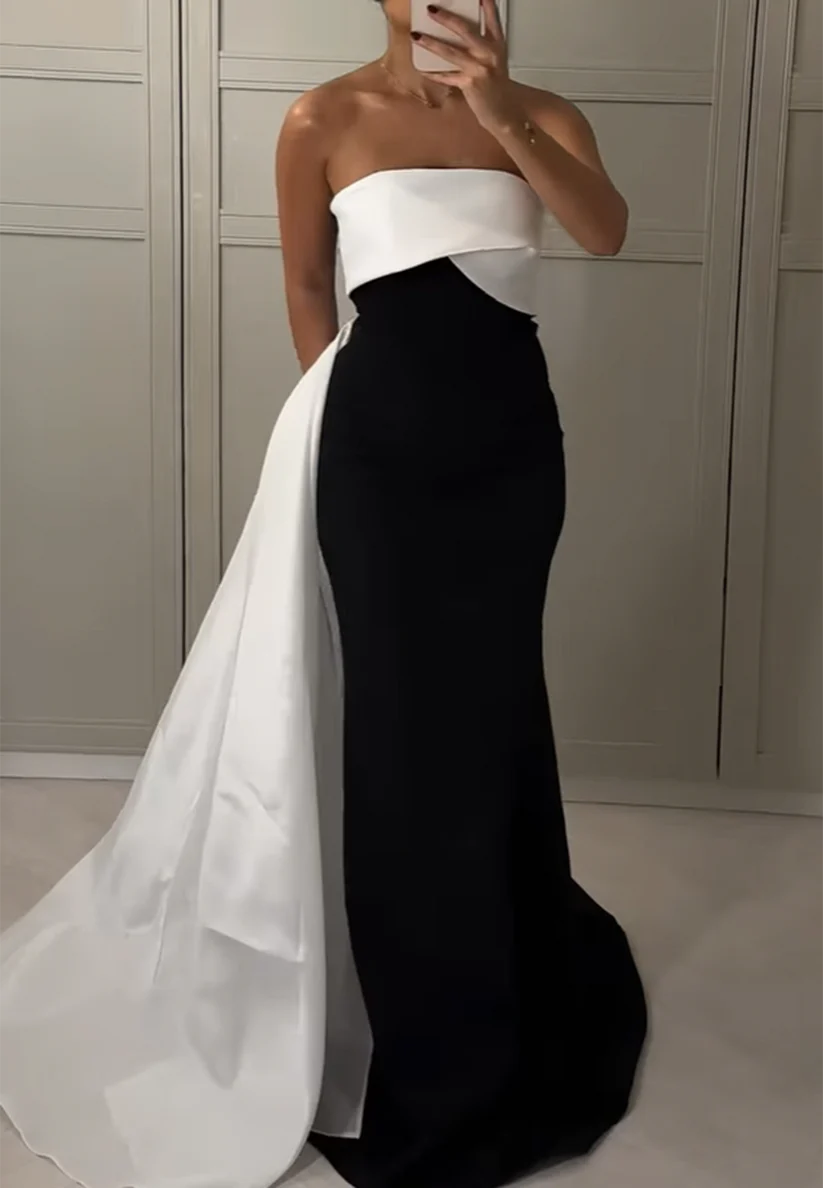 Straight Across Sleeveless Sleek Mermaid Evening Formal Dress simple gentle atmospheric and unique desi Bring summer colors to enhance whiteness