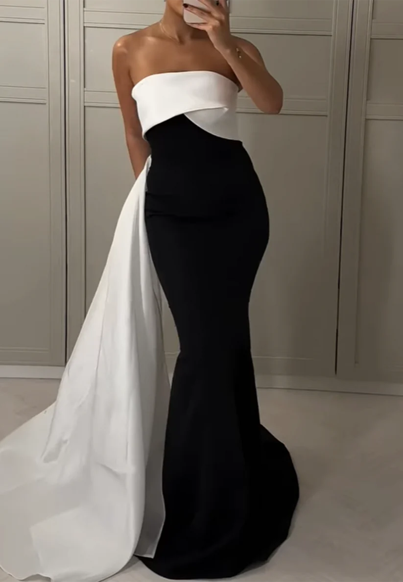 Straight Across Sleeveless Sleek Mermaid Evening Formal Dress simple gentle atmospheric and unique desi Bring summer colors to enhance whiteness