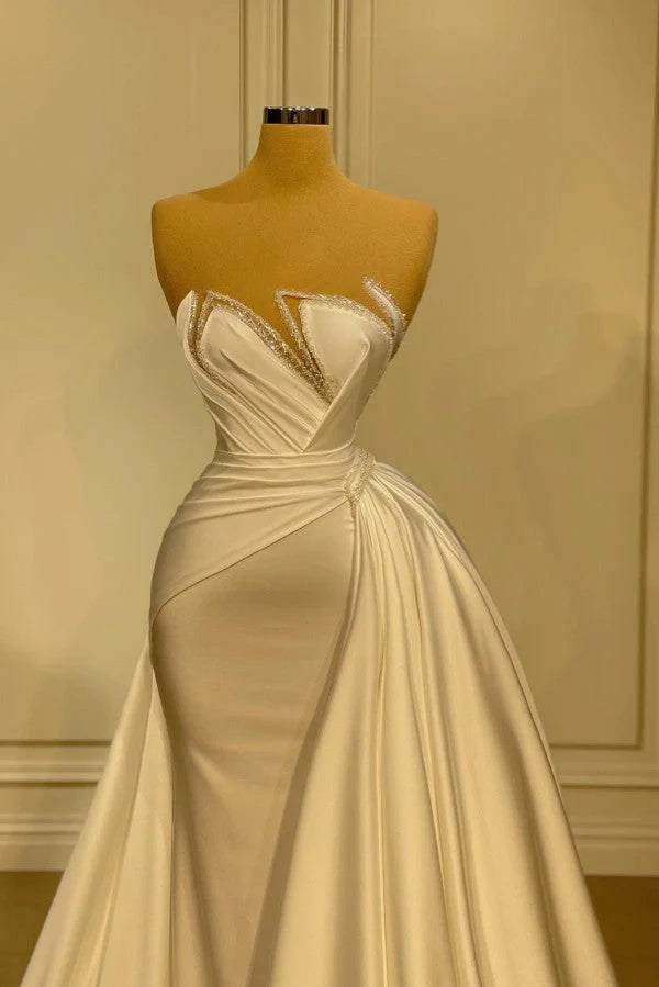 Strapless Mermaid Evening Dress Overskirt Long Simple gentle atmospheric and unique design