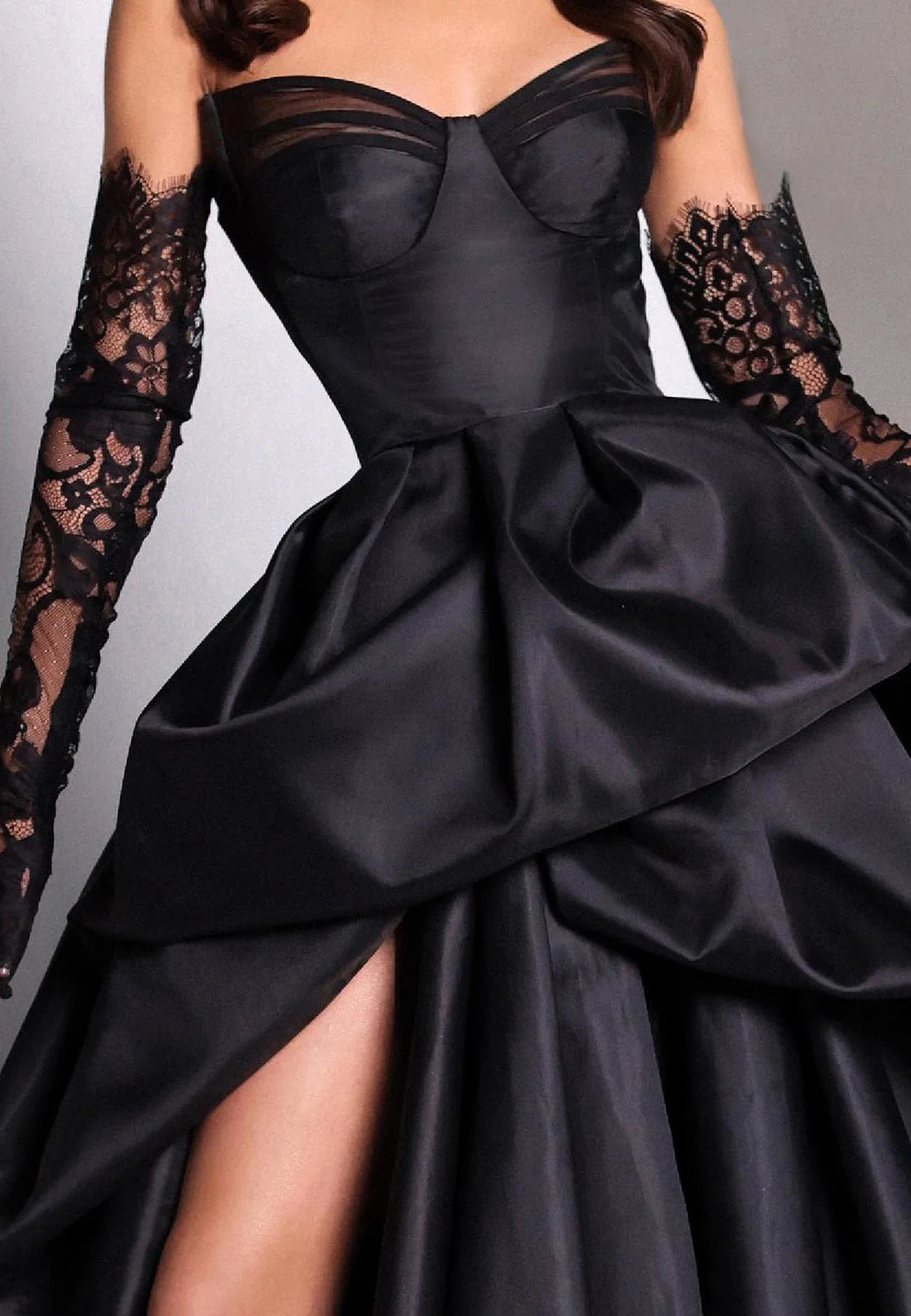 Strapless Ruched Satin Long Ball Prom Evening Dress With Slit simple gentle atmospheric and unique desi Bring summer colors to enhance whiteness