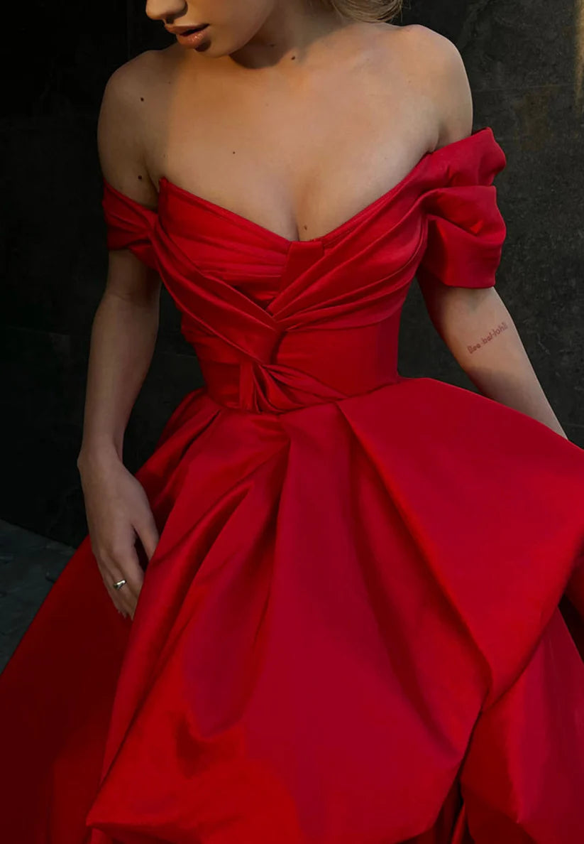 Strapless Ruched Satin Long Ball Prom Evening Dress With Slit simple gentle atmospheric and unique desi Bring summer colors to enhance whiteness