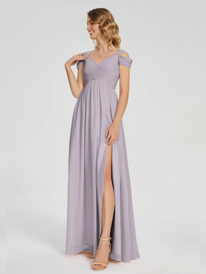 Straps Side Slit Empire Bridesmaid Dress simple gentle atmospheric and unique desi Bring summer colors to enhance whiteness