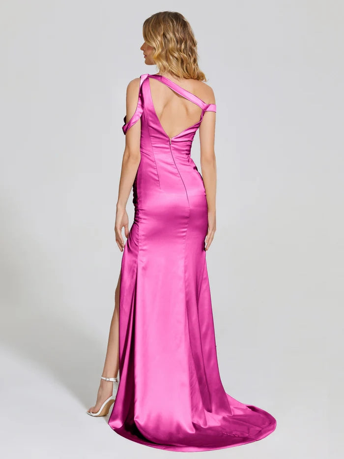 Straps Side Slit Soft Satin Bridesmaid Dress simple gentle atmospheric and unique desi Bring summer colors to enhance whiteness