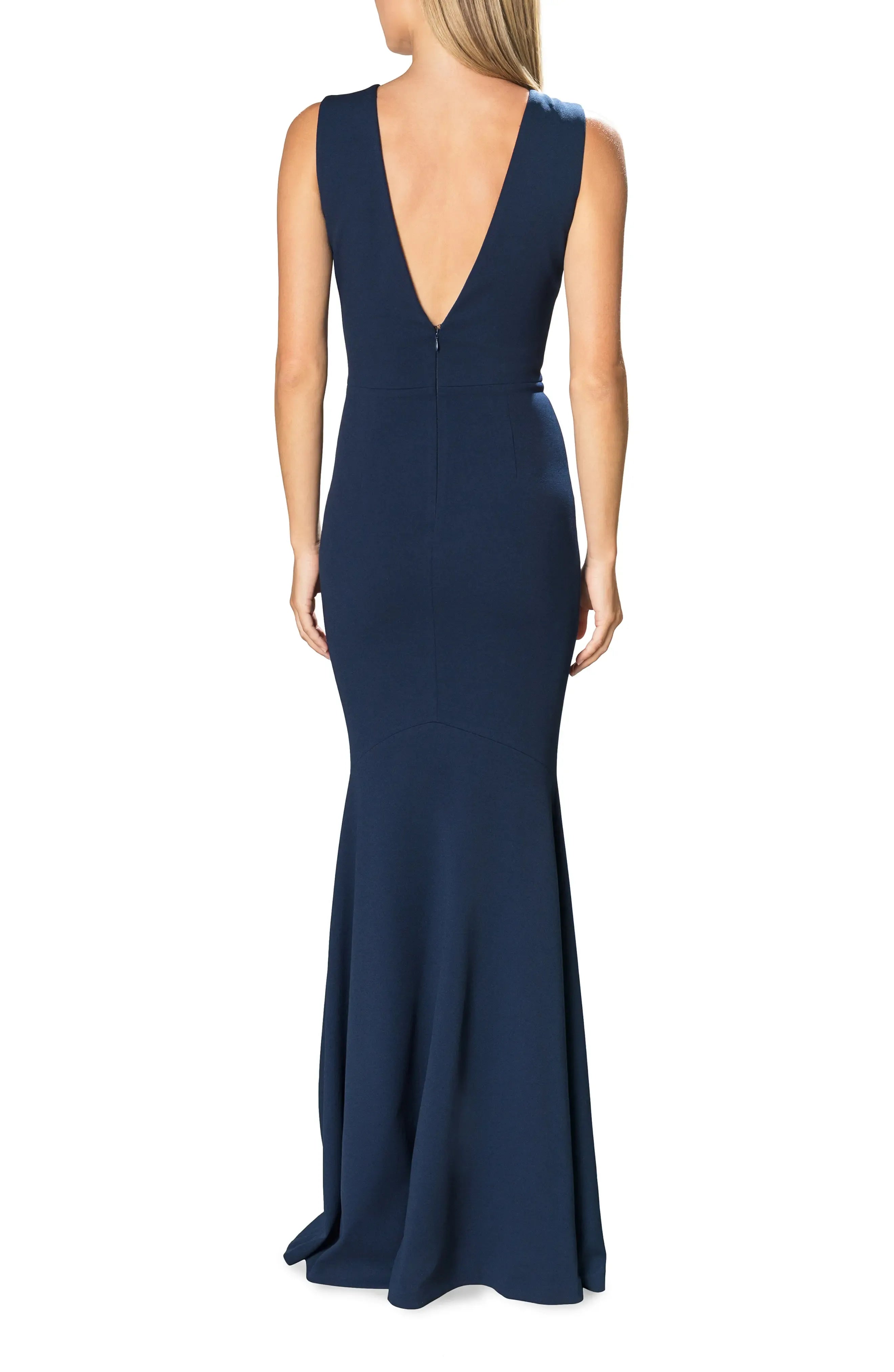 Streamlined Mermaid Crew Neck Sleeveless Deep V Back Floor Length For Ladies Evening Dress