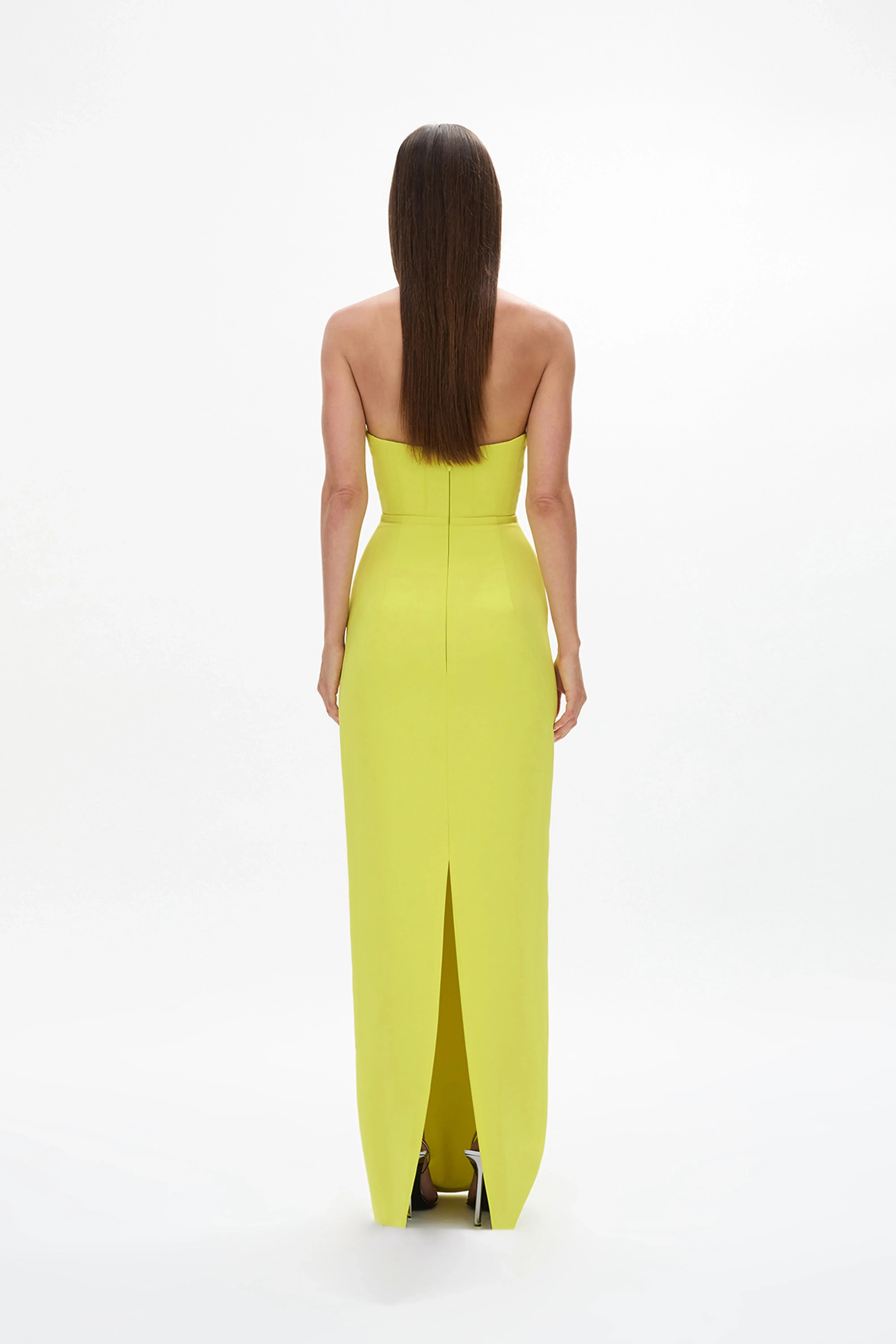 Structured Sheath Halter Neck Sleeveless Zipper Back High Slit Floor Length For Women Prom Dress