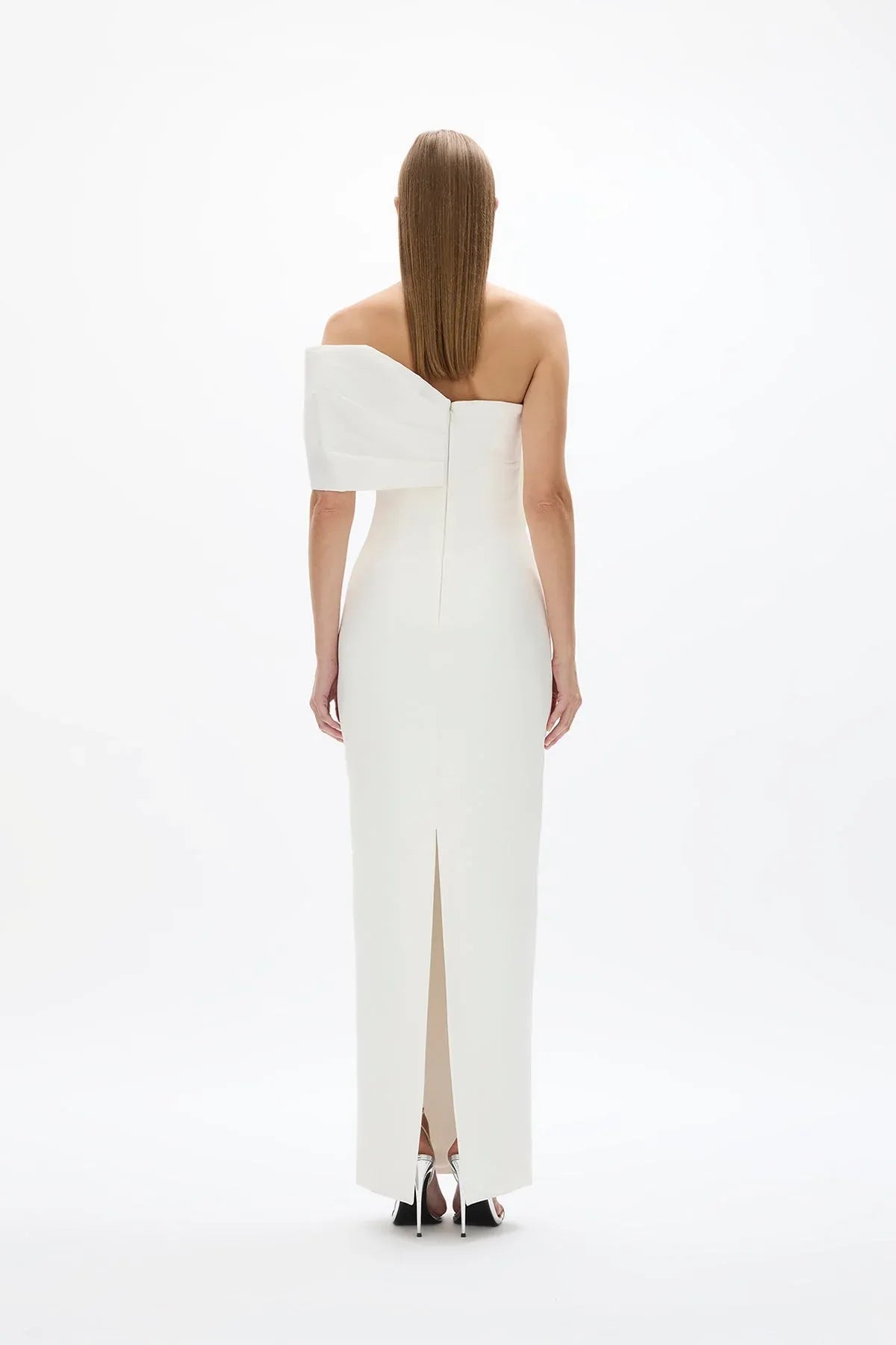 Structured Sheath Off the Shoulder Sleeveless Zipper Back High Slit Floor Length For Sale Prom Dress