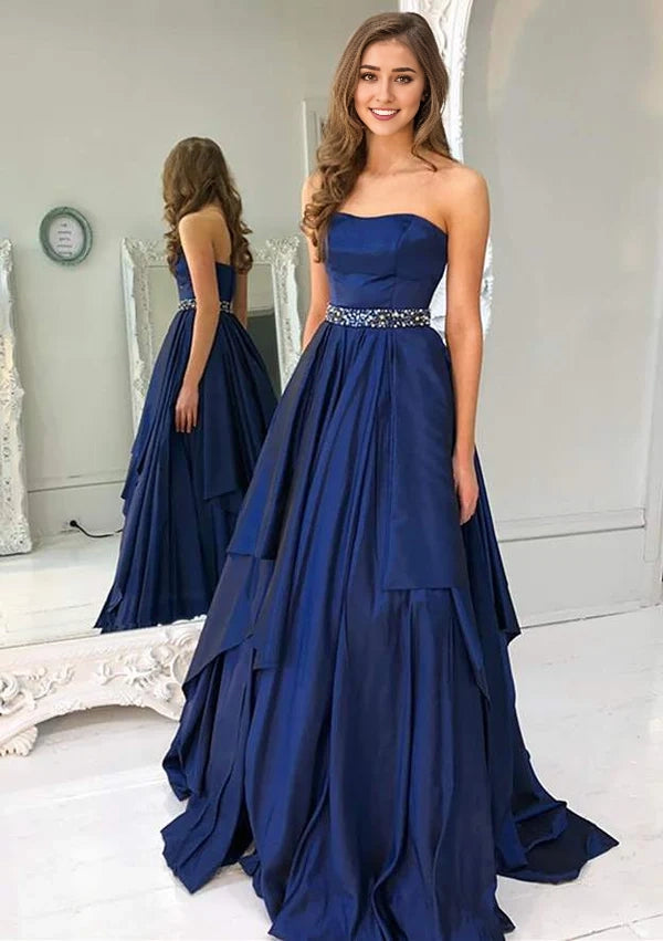 Stunning Charmeuse Prom Dress/Evening Dress with Beading and A-Line Strapless Sweep TrainSimple gentle atmospheric and unique design