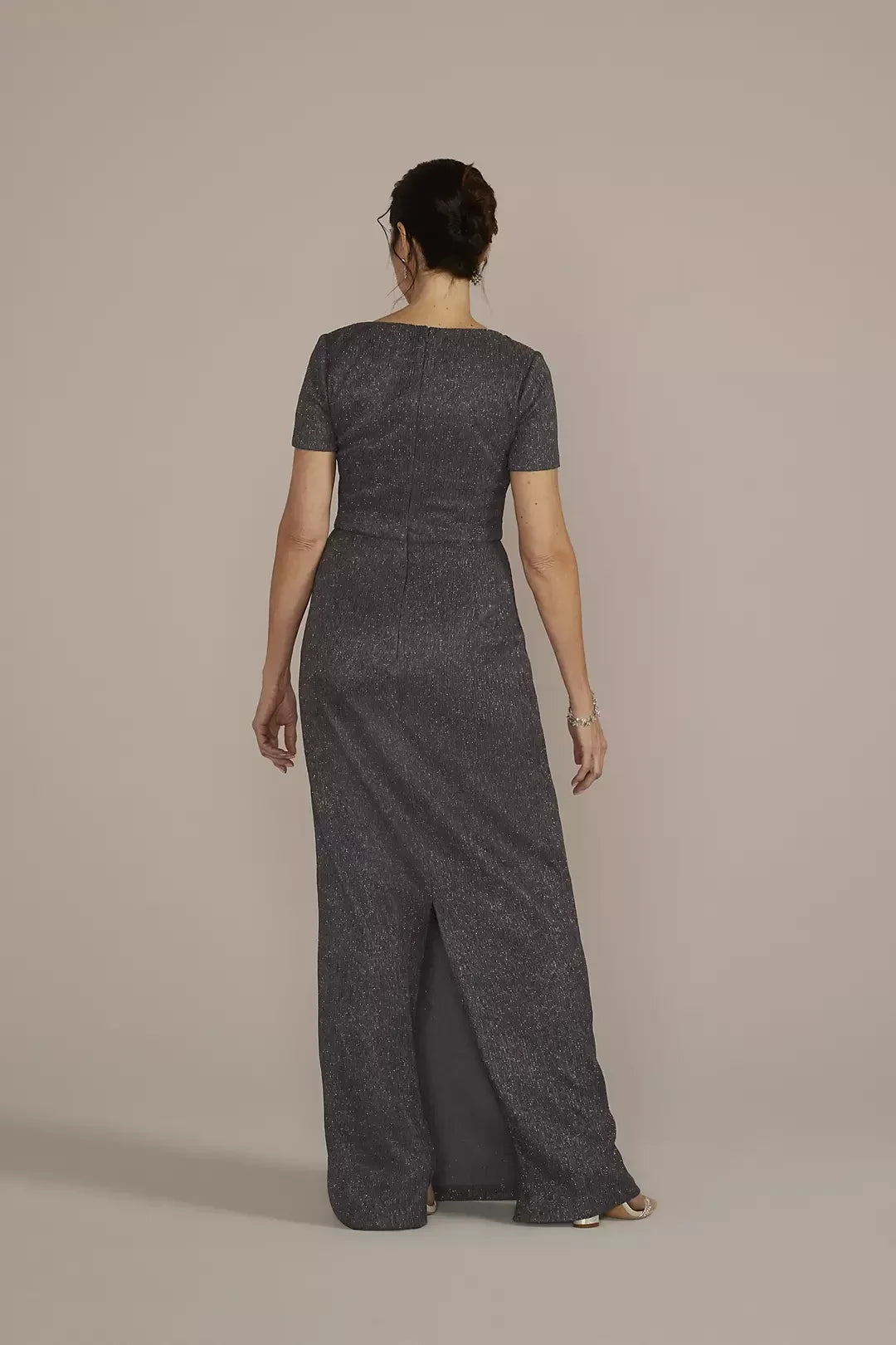 Stylish A Line V Neck Short Sleeve Ruched Back Floor Length Mother of the Bride Dress