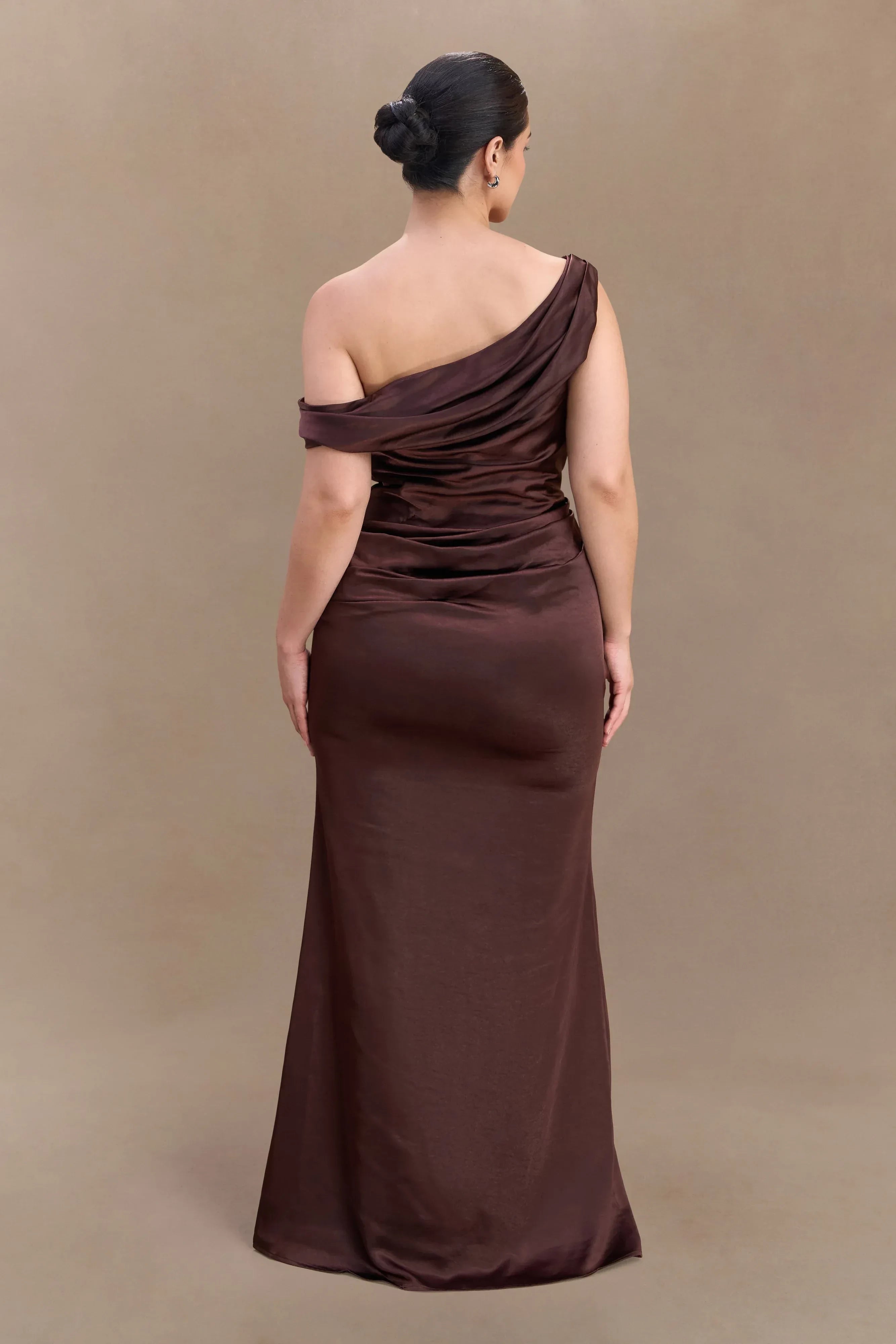 Stylish Mermaid One Shoulder Sleeveless Draped Back Floor Length Plus Size Prom Dress