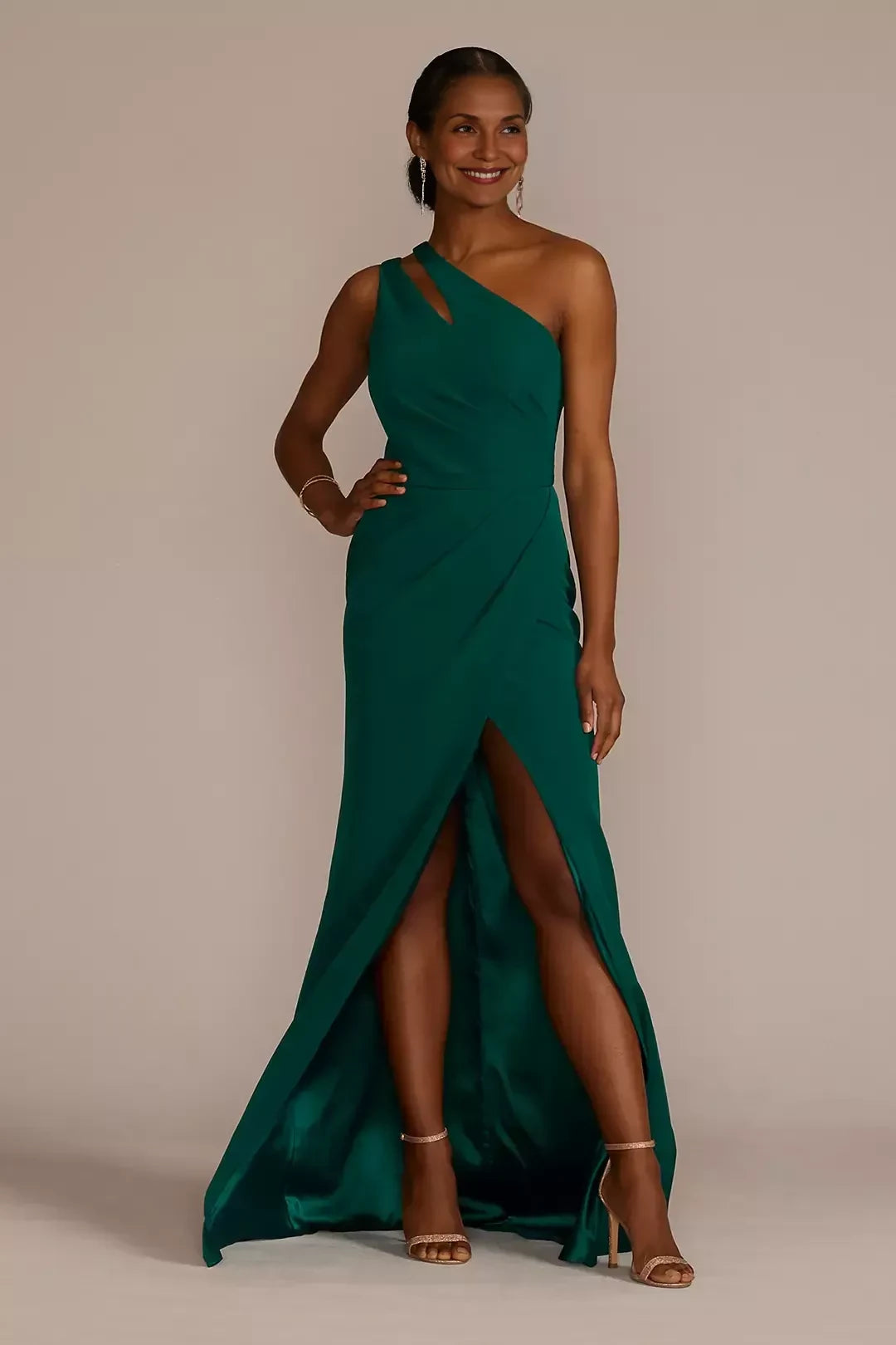 Stylish Mermaid One Shoulder Sleeveless Ruched Back Floor Length Mother of the Bride Dress