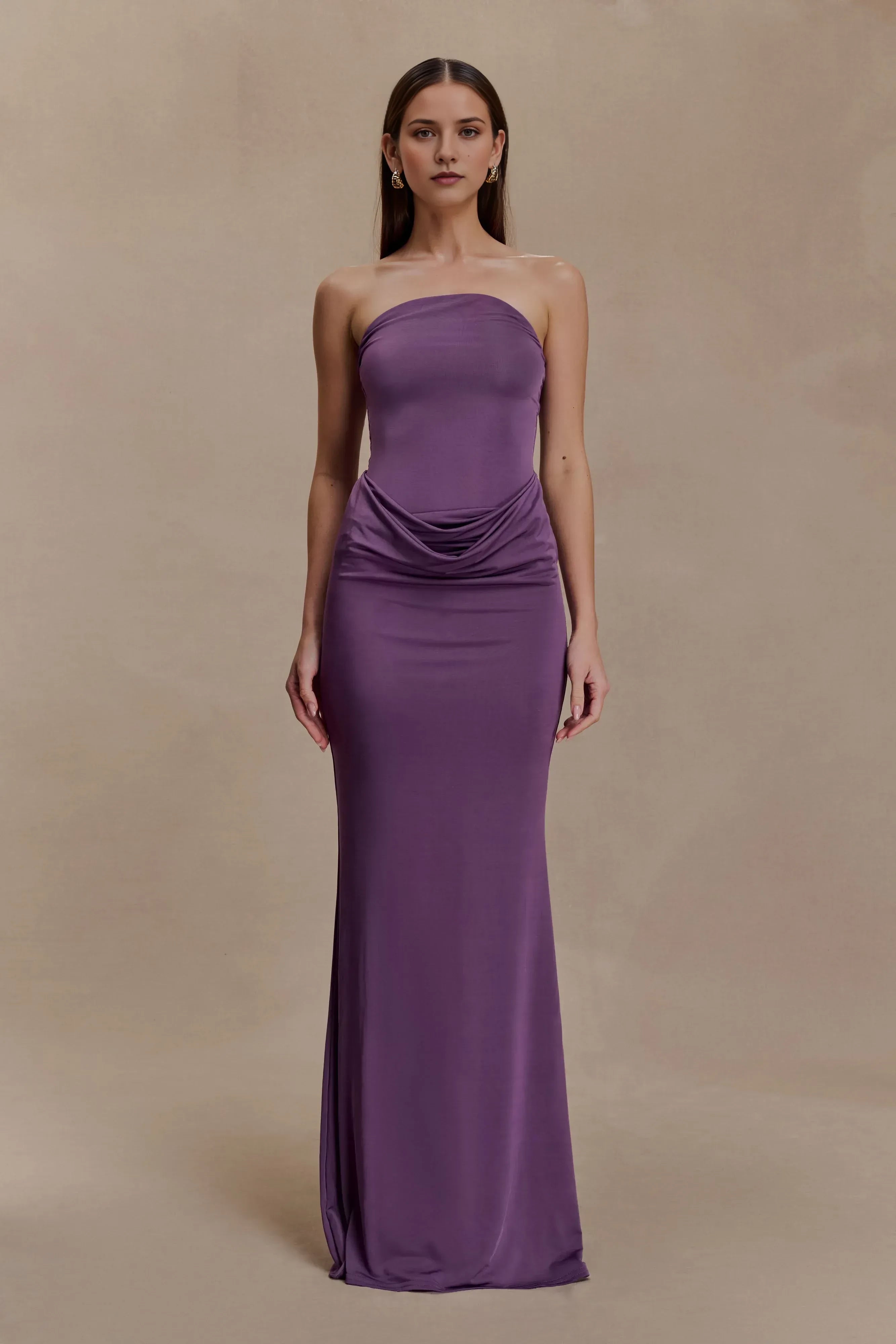 Stylish Mermaid Strapless Sleeveless Ruched Back Floor Length Prom Dress