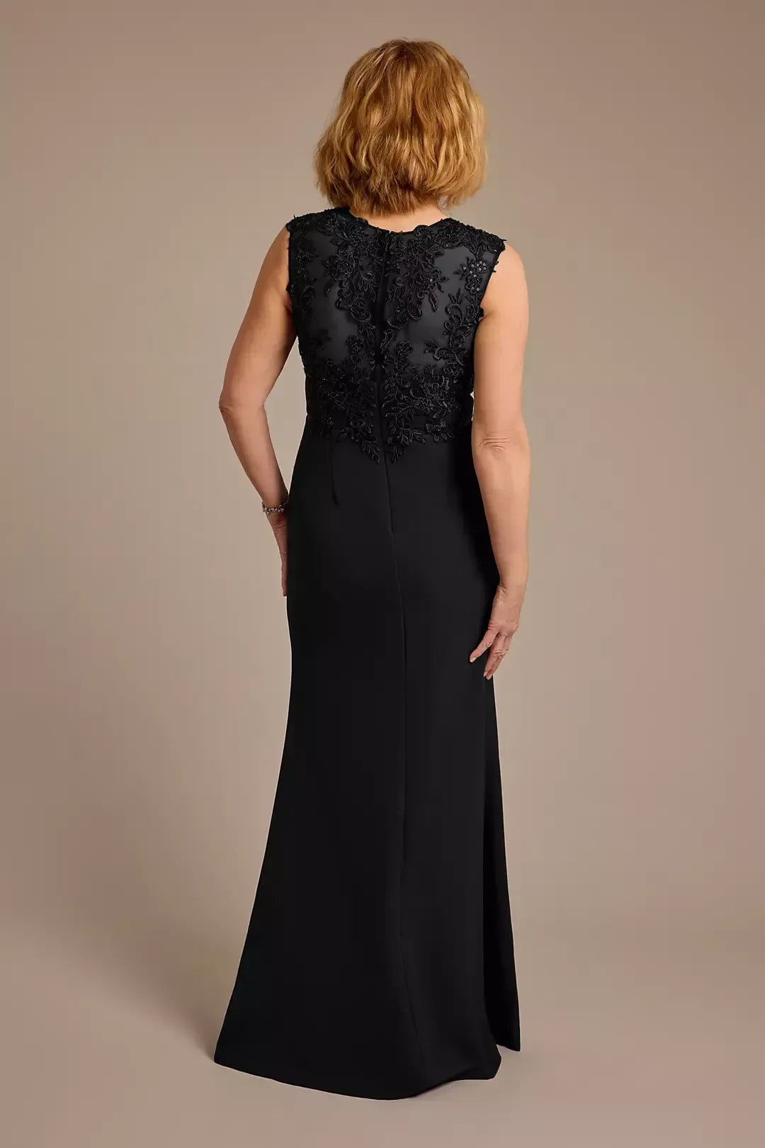 Stylish Sheath Crew Neck Sleeveless Lace Back Floor Length Mother of the Bride Dress