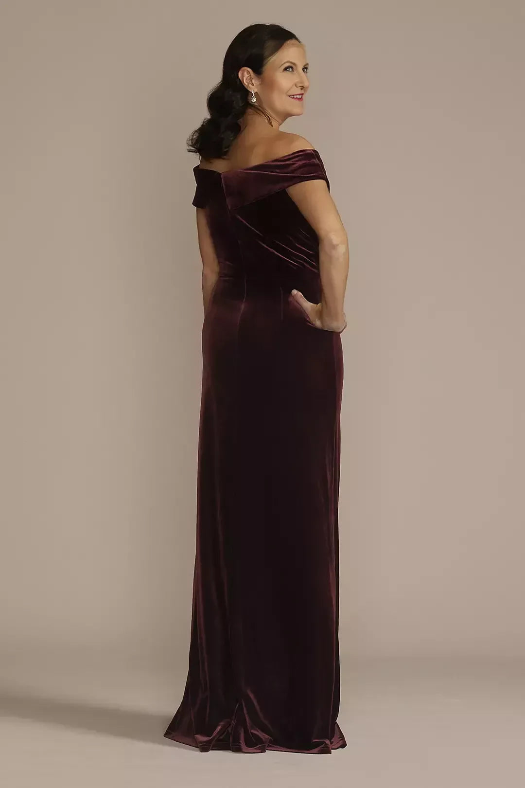 Stylish Sheath Off Shoulder Short Sleeve Ruffled Back Floor Length Mother of the Bride Dress