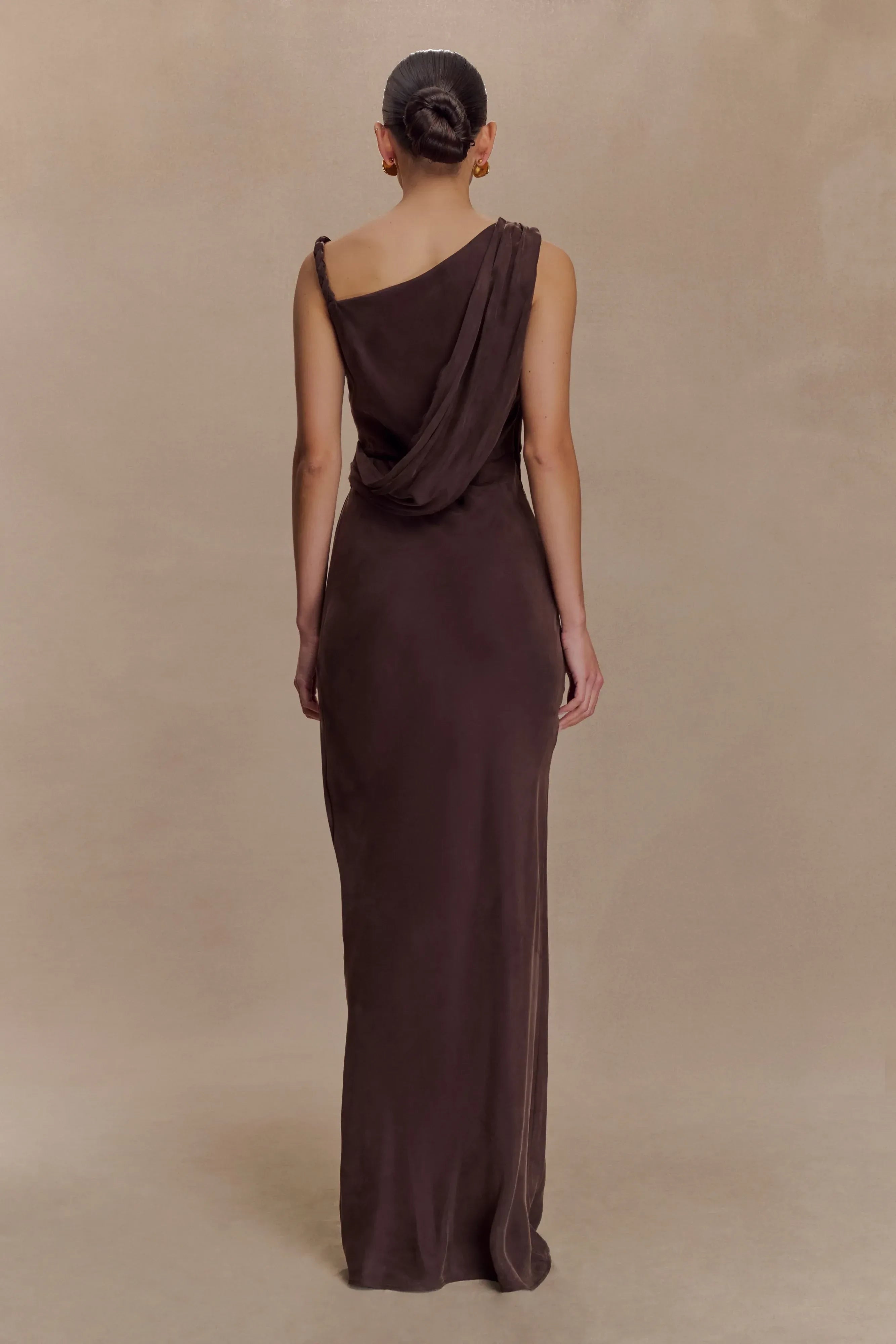 Stylish Sheath One Shoulder Sleeveless Draped Back Floor Length Prom Dress