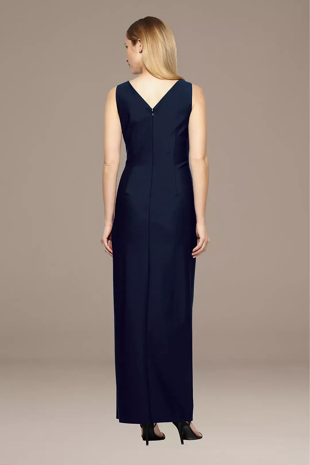 Stylish Sheath V Neck Sleeveless Zipper Back Floor Length Mother of the Bride Dress