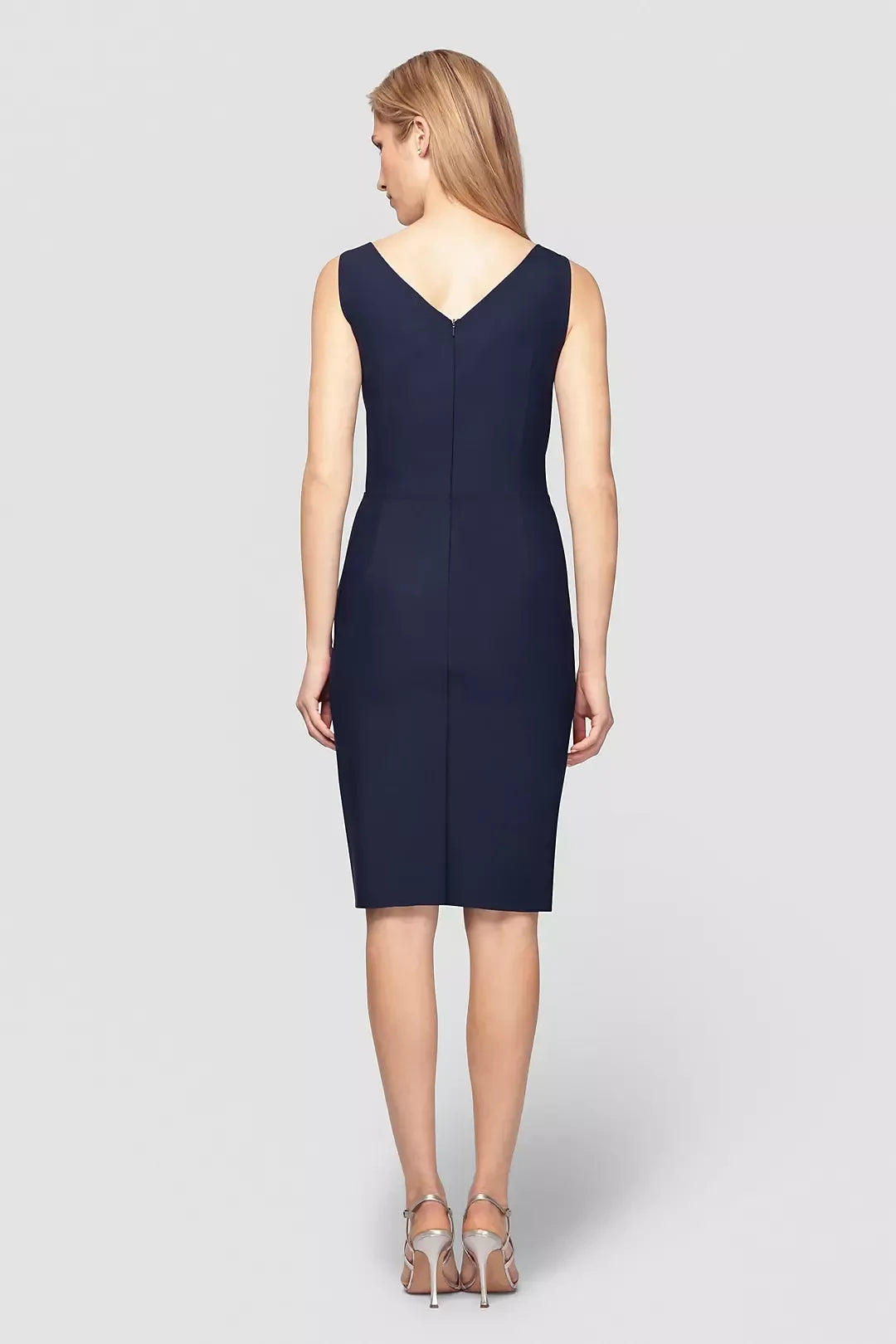 Stylish Sheath V Neck Sleeveless Zipper Back Midi Length Mother of the Bride Dress