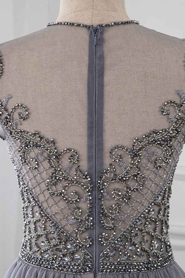 Stylish Jewel Appliques Short Sleeves Prom Dresses with Rhinestone Simple gentle atmospheric and unique design