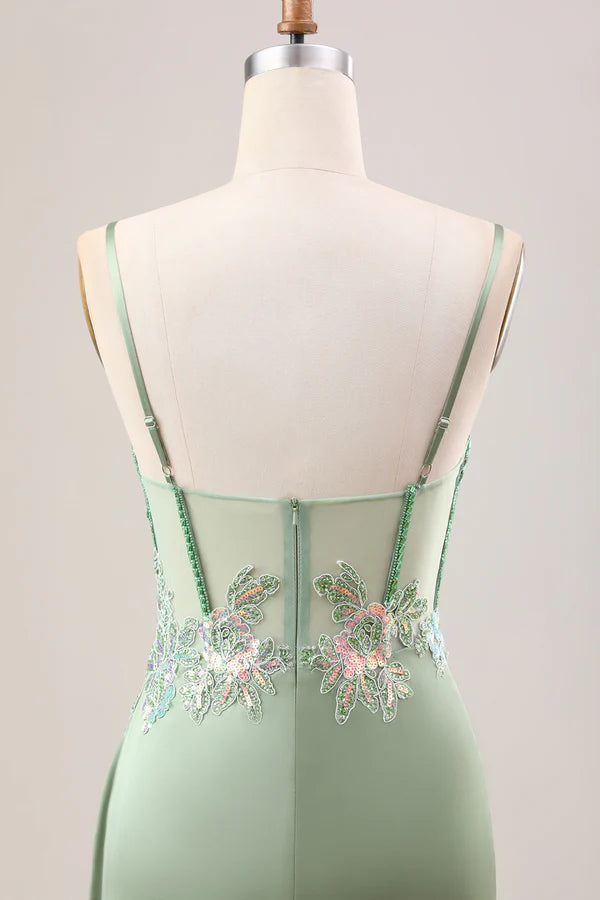 Stylish Lilac Mermaid Pleated Sequin Corset Long Prom Dress With Slit simple gentle atmospheric and unique desi