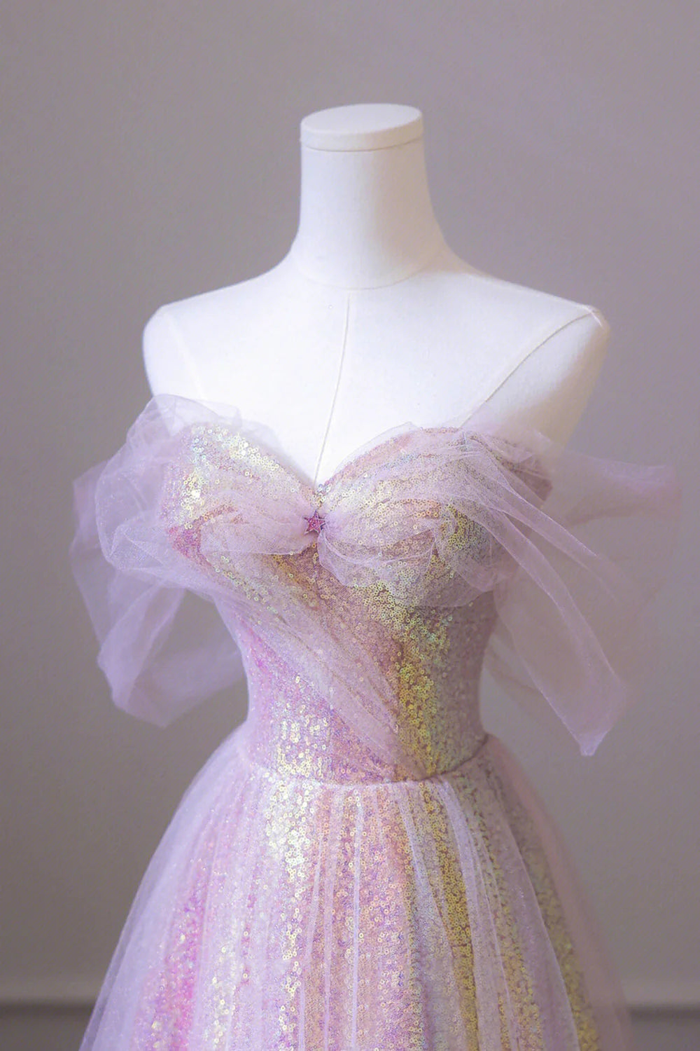 Stylish Tulle Sequins Long Prom Dress, A-Line Sweetheart Neckline Evening Dress simple gentle atmospheric and unique desi Bring summer colors to enhance whitenes