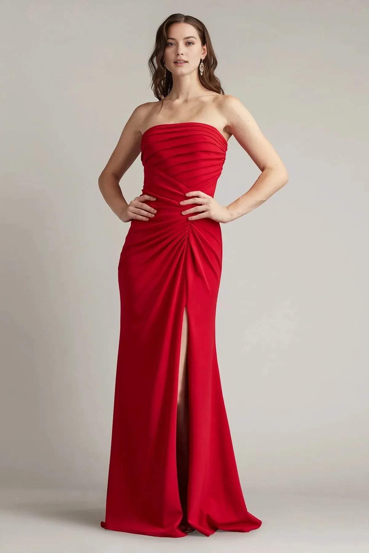 Sultry Mermaid Strapless Sleeveless Zipper-Back Floor-Length Prom Dress