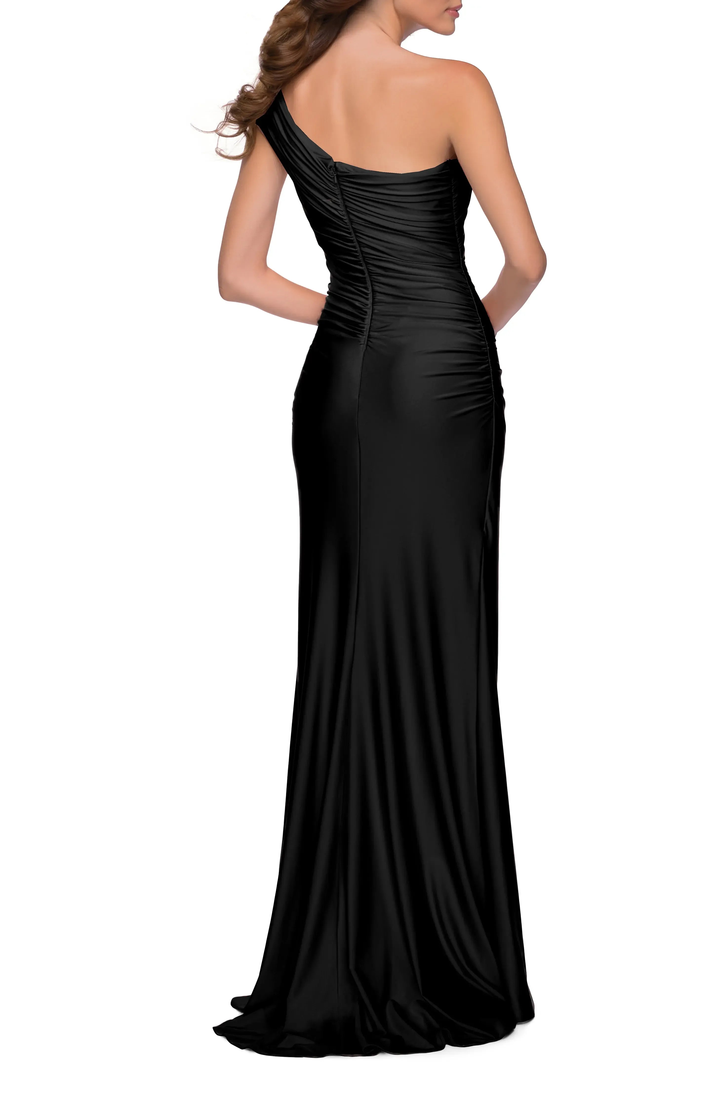 Sultry Ruched One Shoulder Sleeveless Ruched Back Floor Length For Ladies Evening Dress