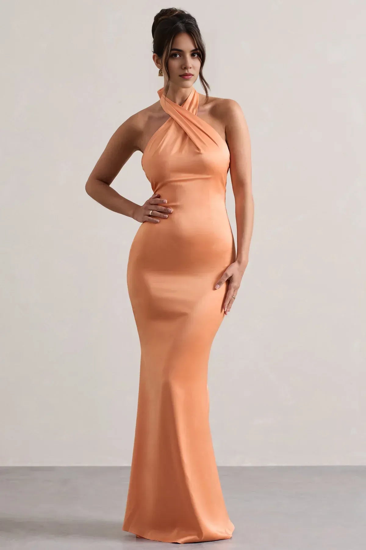 Sunny Mermaid Halter Neck Sleeveless Open Back Floor Length For Ladies Evening Dress