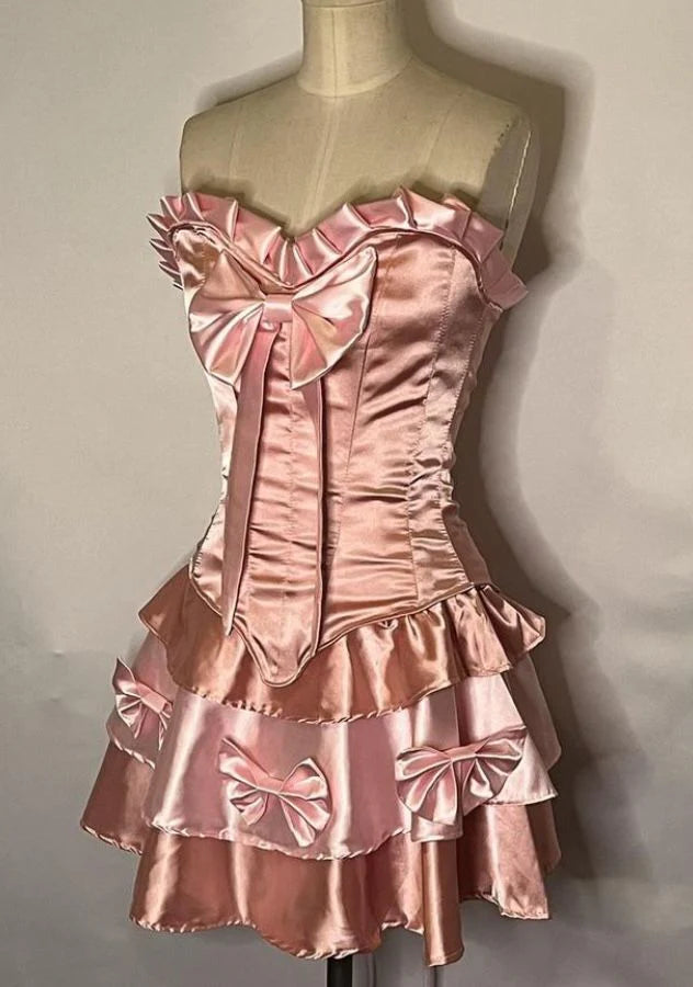 Sweet Bow Short Satin Homecoming Dress Birthday Dress  simple gentle atmospheric and unique desi Bring summer colors to enhance whiteness