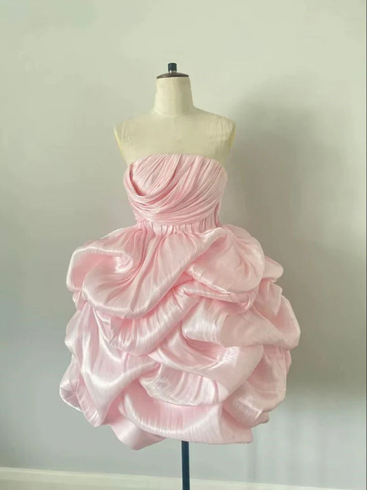 Sweet Cute Short Satin Homecoming Dress Birthday Dress  simple gentle atmospheric and unique desi Bring summer colors to enhance whiteness