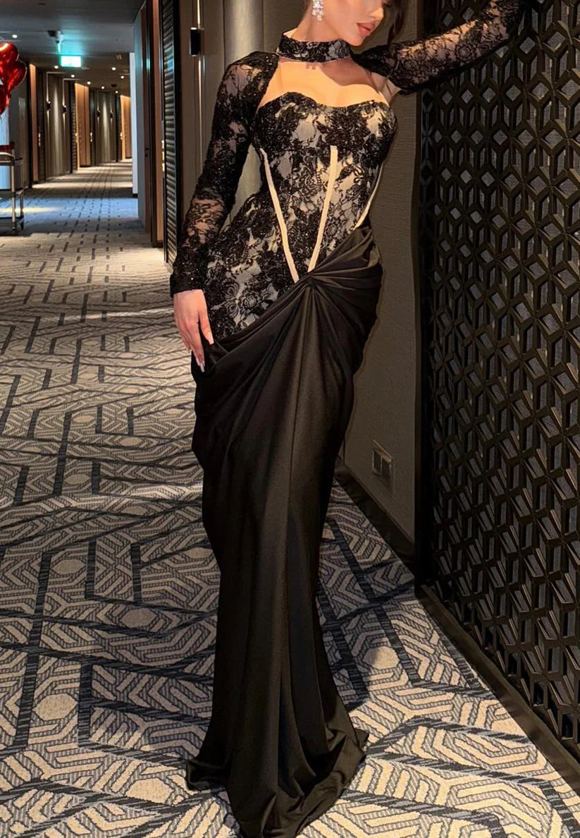 Sweetheart Long Sleeves Appliques Mermaid Evening Dress simple gentle atmospheric and unique desi Bring summer colors to enhance whiteness