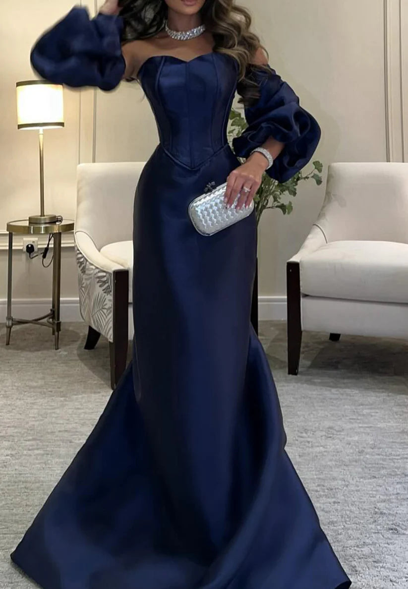 Sweetheart Long Sleeves Sleek Mermaid Formal Dress simple gentle atmospheric and unique desi Bring summer colors to enhance whiteness