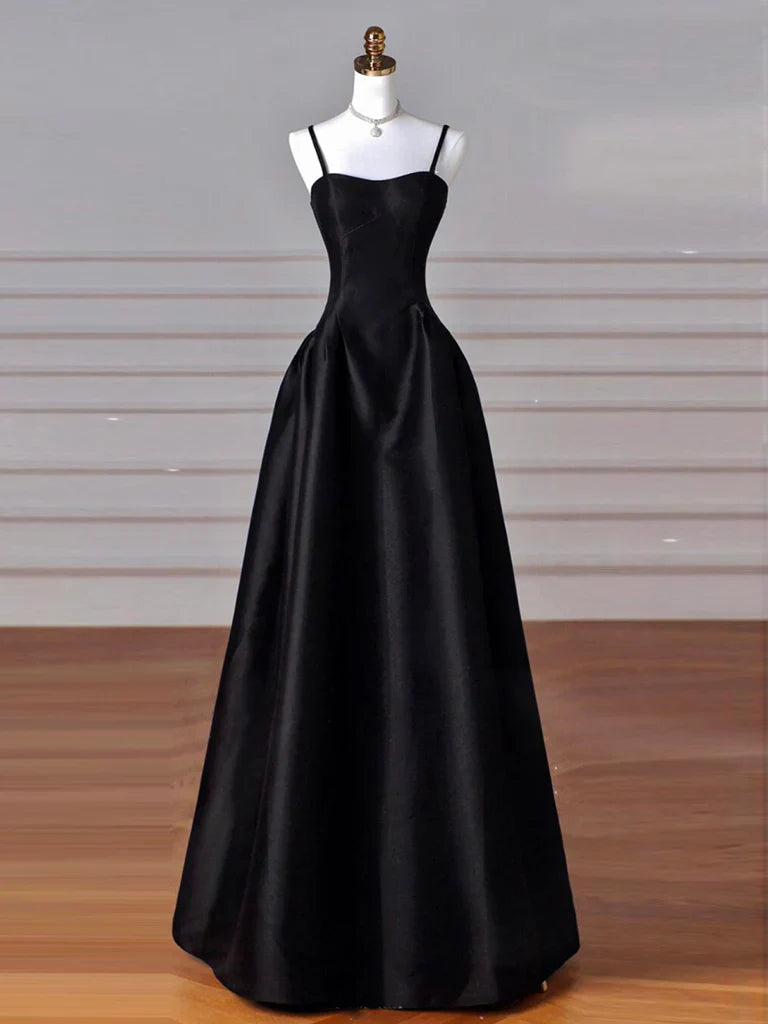 Sweetheart Neck Satin Black Long Prom Dress Black Long Evening Dress gowns evening dresses simple gentle atmospheric and unique desi Bring summer colors to enhance whiteness