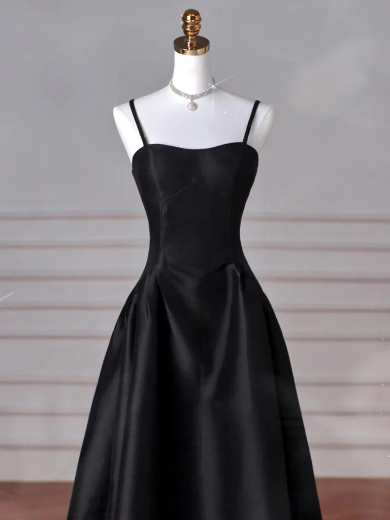 Sweetheart Neck Satin Black Long Prom Dress Black Long Evening Dress gowns evening dresses simple gentle atmospheric and unique desi Bring summer colors to enhance whiteness
