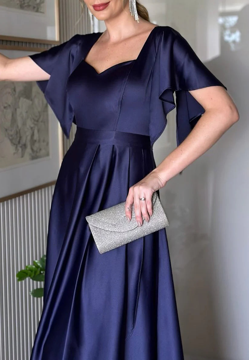 Sweetheart Short Sleeves Sleek Pleated A-Line Mother of Bride Dress simple gentle atmospheric and unique desi Bring summer colors to enhance whiteness