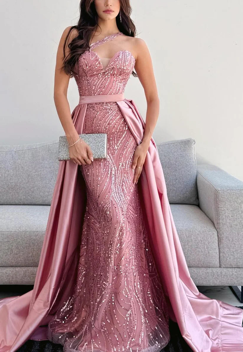 Sweetheart Sleeveless Beaded Embroidery Sparkly Mermaid Prom Dress simple gentle atmospheric and unique desi Bring summer colors to enhance whiteness