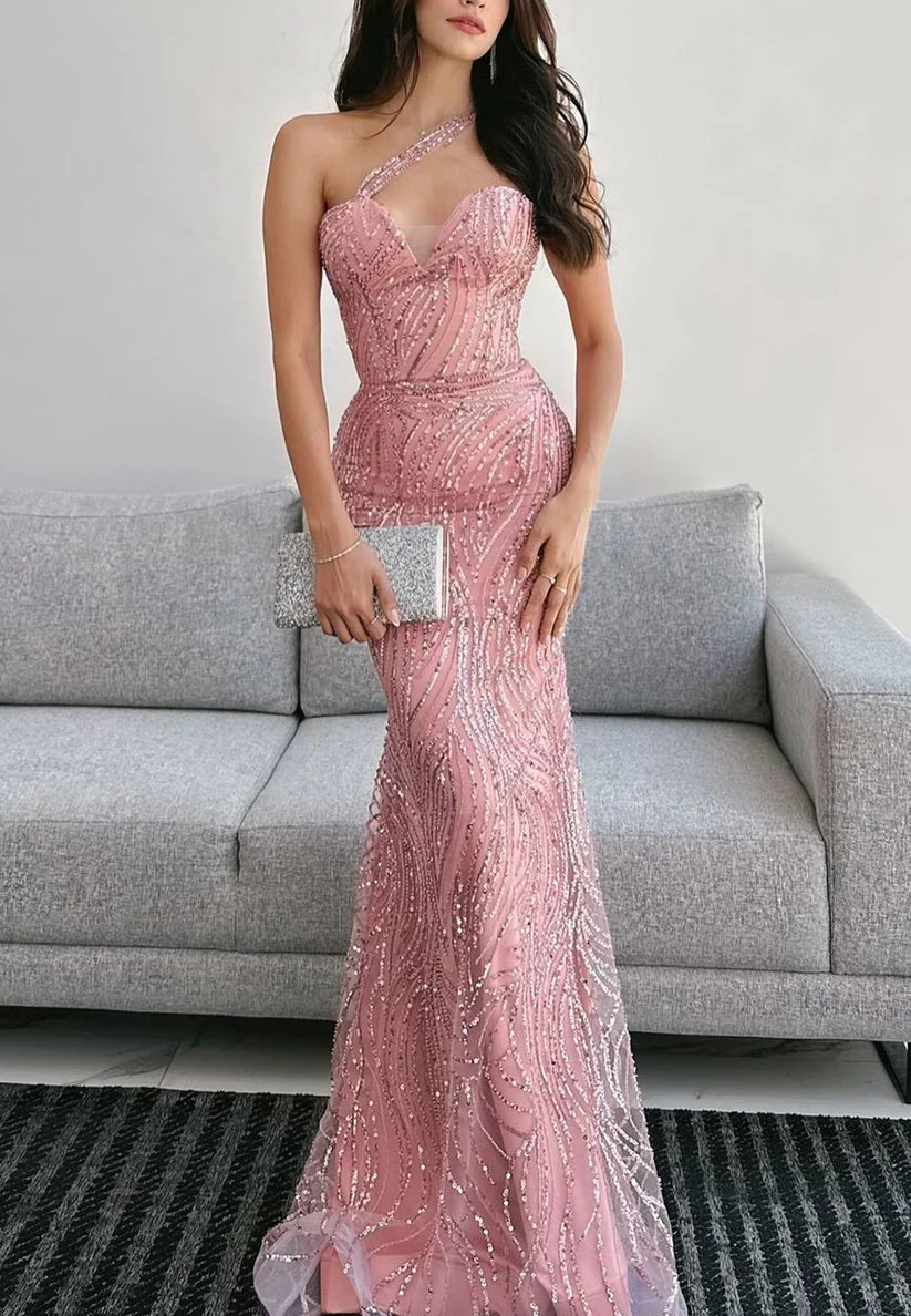 Sweetheart Sleeveless Beaded Embroidery Sparkly Mermaid Prom Dress simple gentle atmospheric and unique desi Bring summer colors to enhance whiteness