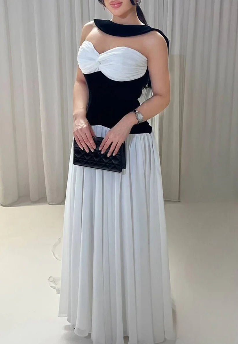 Sweetheart Sleeveless Corset Pleated Chiffon A-Line Formal Dress simple gentle atmospheric and unique desi Bring summer colors to enhance whiteness