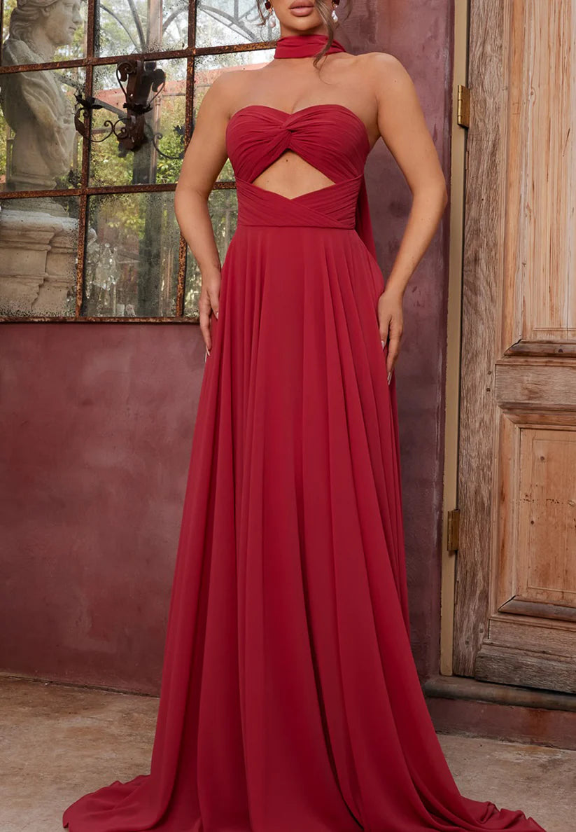 Sweetheart Sleeveless Illusion Formal Dress Pleated A-Line Evening Dress simple gentle atmospheric and unique desi Bring summer colors to enhance whiteness