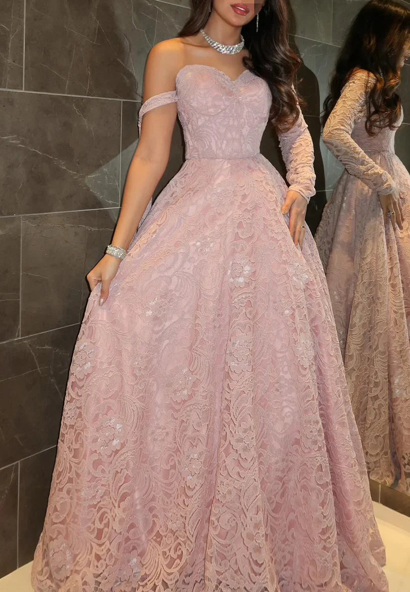 Sweetheart Sleeveless Lace Appliques A-Line Prom Dress simple gentle atmospheric and unique desi Bring summer colors to enhance whiteness