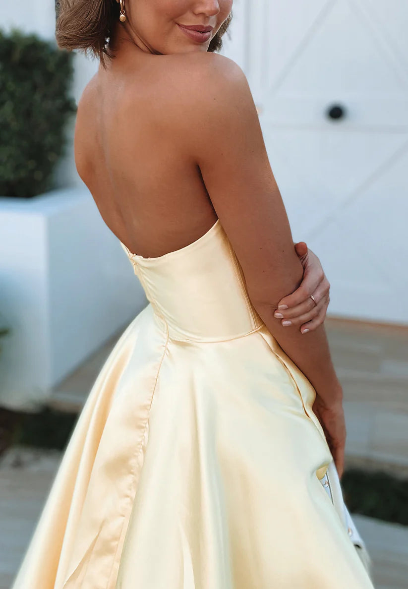 Sweetheart Sleeveless Pleated A-Line Long Prom Dress simple gentle atmospheric and unique desi Bring summer colors to enhance whiteness