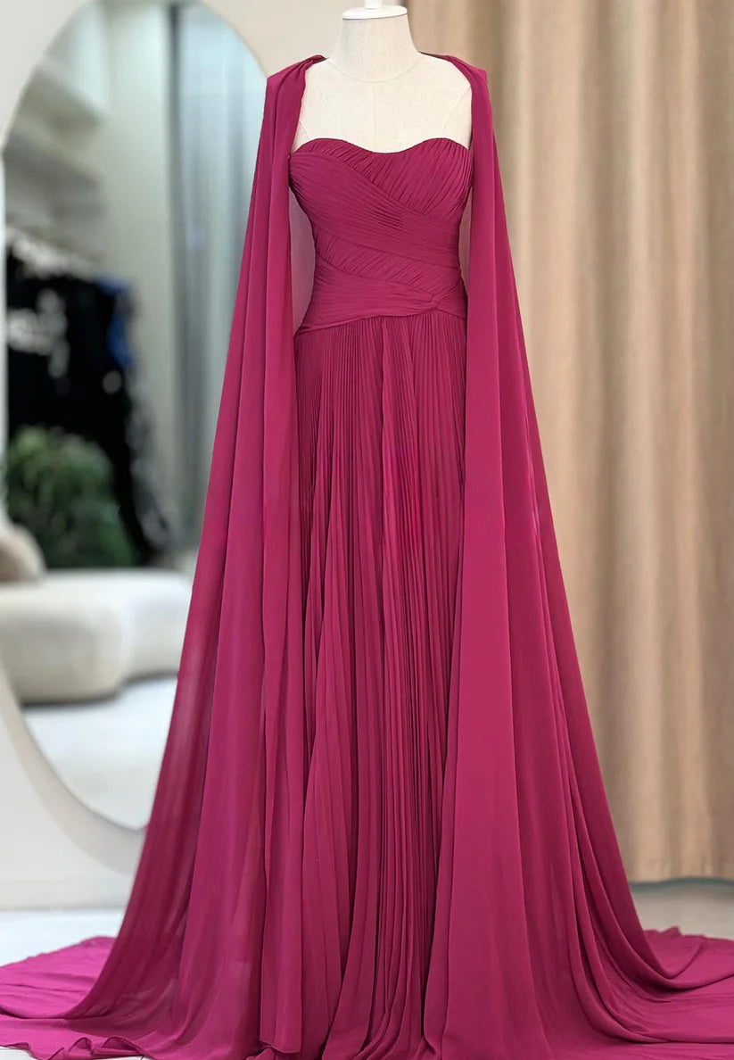 Sweetheart Sleeveless Pleated Chiffon A-Line Formal Dress simple gentle atmospheric and unique desi Bring summer colors to enhance whiteness