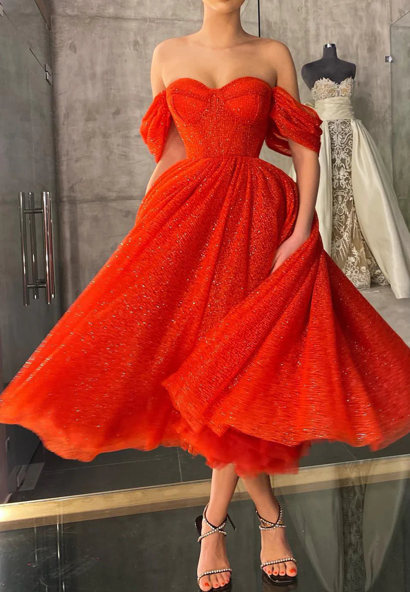 Sweetheart Sleeveless Strapless Tulle Pleated A-Line Prom Dress simple gentle atmospheric and unique desi Bring summer colors to enhance whiteness