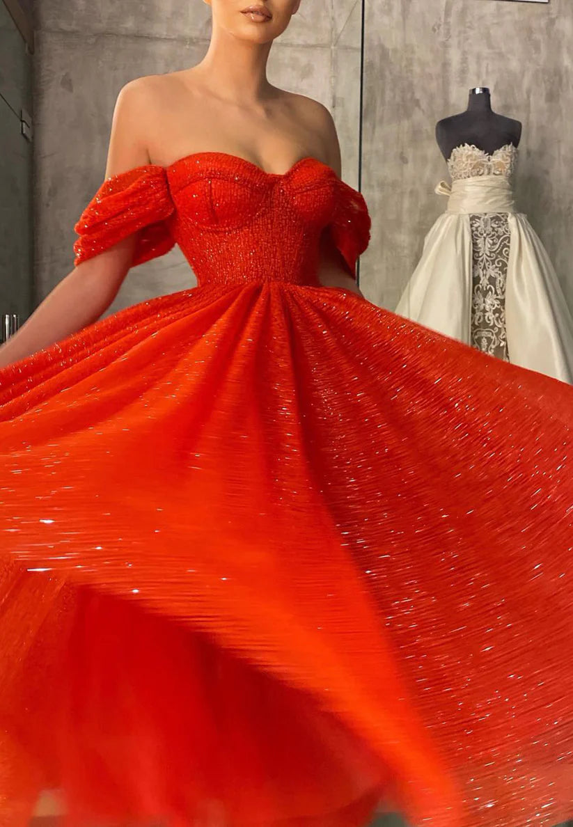 Sweetheart Sleeveless Strapless Tulle Pleated A-Line Prom Dress simple gentle atmospheric and unique desi Bring summer colors to enhance whiteness