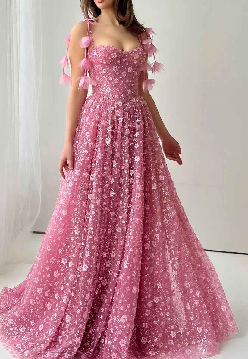 Sweetheart Spaghetti Straps Straps Appliques A-Line Prom Dress simple gentle atmospheric and unique desi Bring summer colors to enhance whiteness