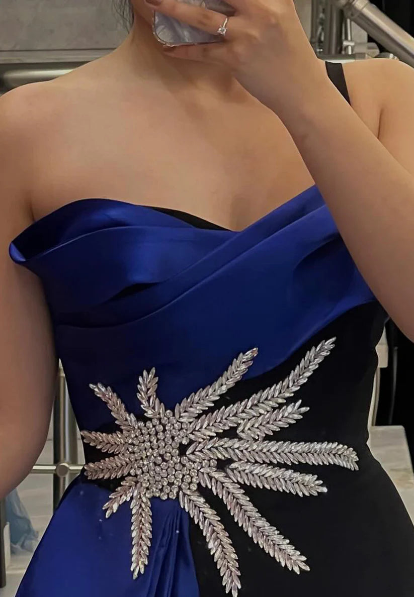 Sweetheart Strapless Pleated Beaded Evening Dress Sheath Mother of Bride Dress