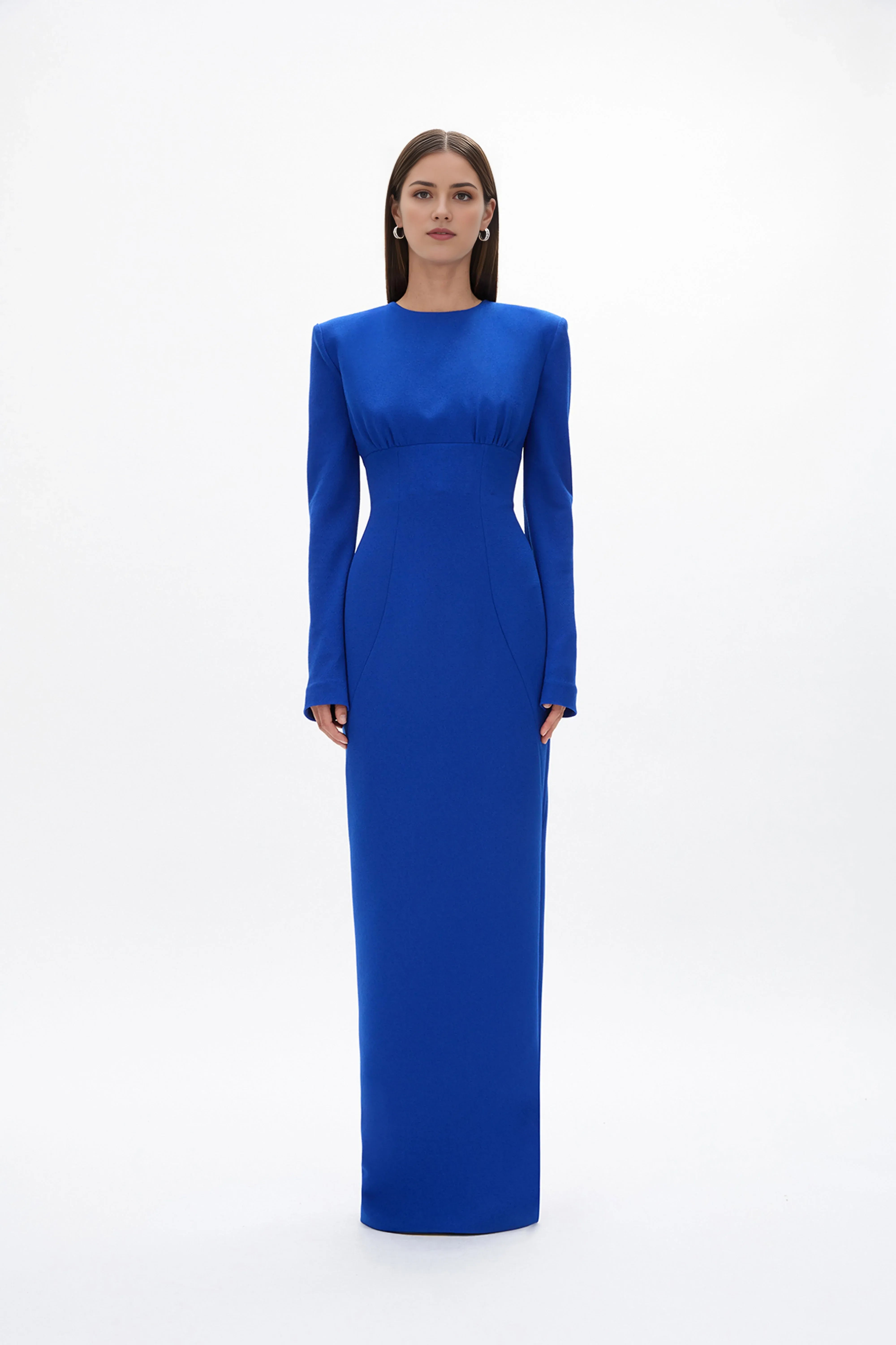 Tailored Sheath Crew Neck Long Sleeve Zipper Back Floor Length Hot sale Evening Dress