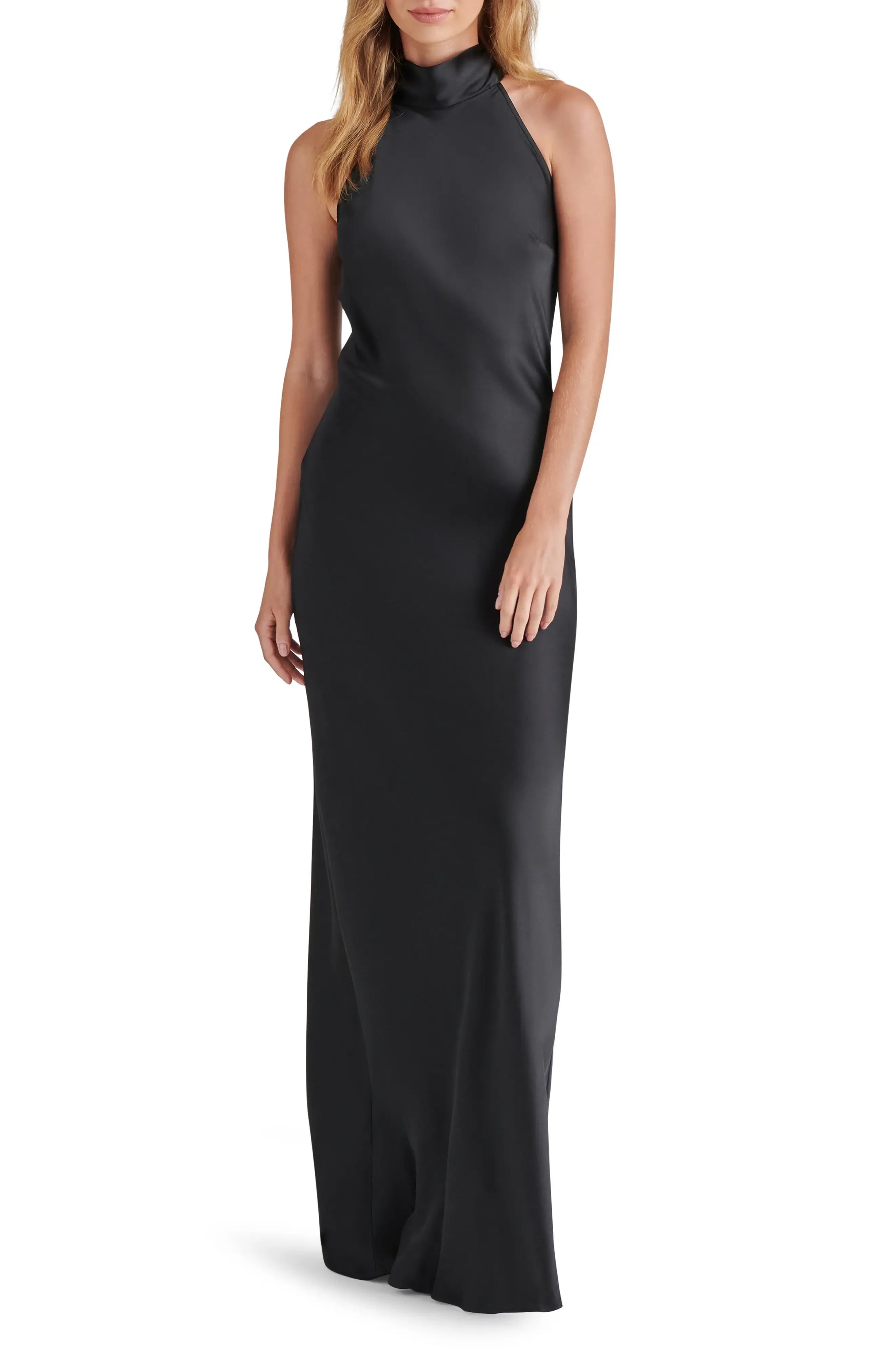 Tie Back Sheath Halter Neck Sleeveless Bow Back Floor Length For Ladies Evening Dress