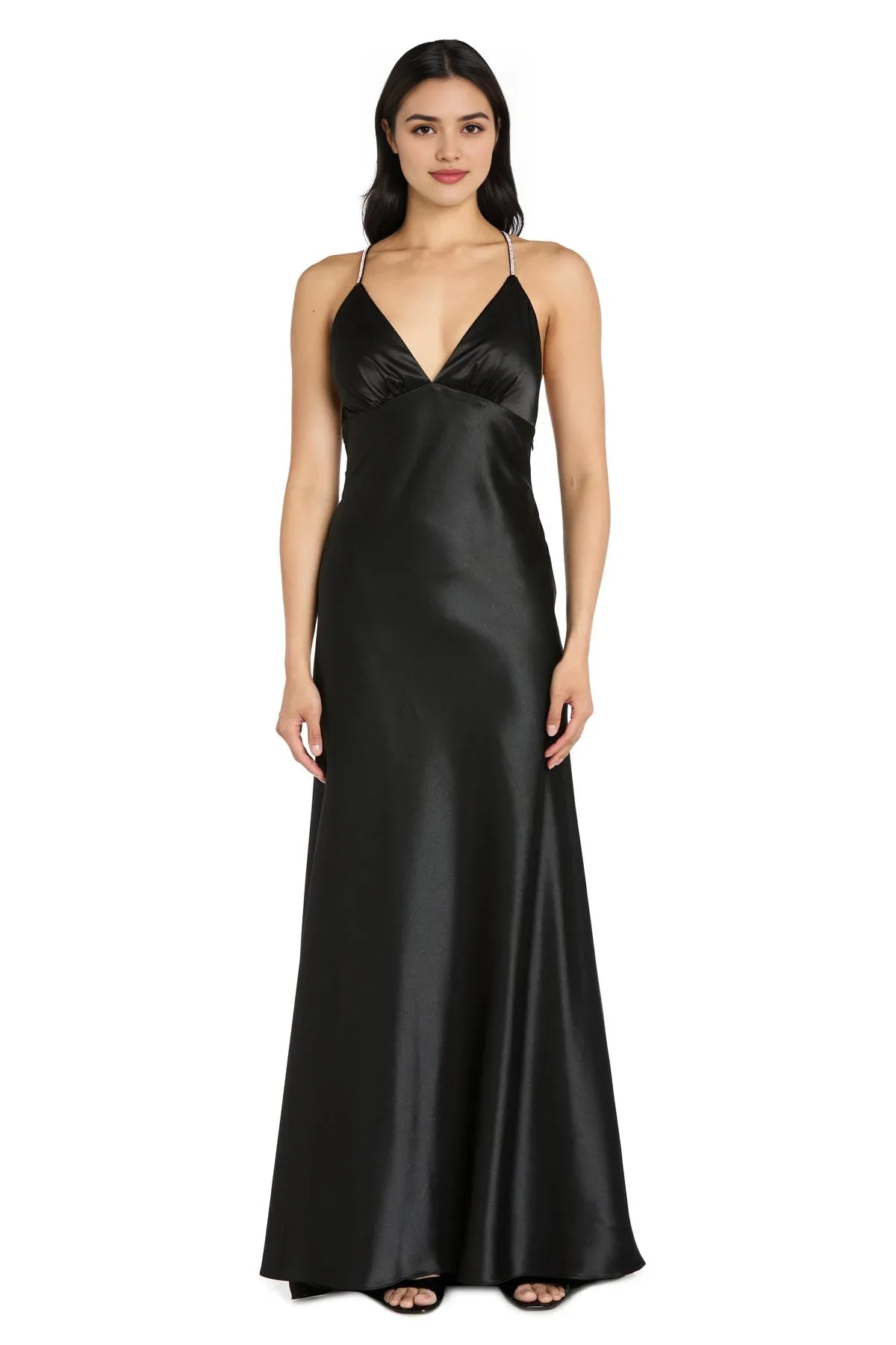 Timeless A-Line V-Neck Sleeveless Open-Back Floor-Length Prom Dress