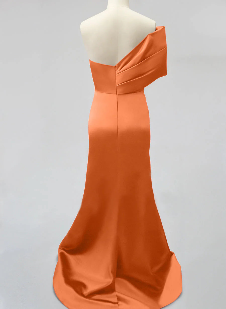 Trumpet One-Shoulder Sleeveless Evening Dresses With Split Side simple gentle atmospheric and unique desi Bring summer colors to enhance whiteness