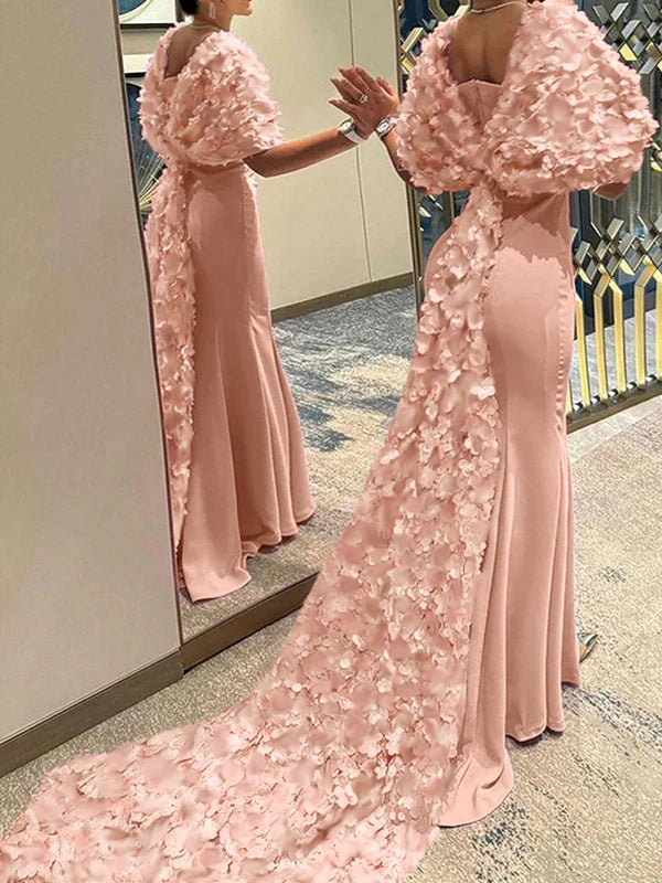 Trumpet Sweetheart Sleeveless Sweep Train Evening Dresses simple gentle atmospheric and unique desi Bring summer colors to enhance whiteness